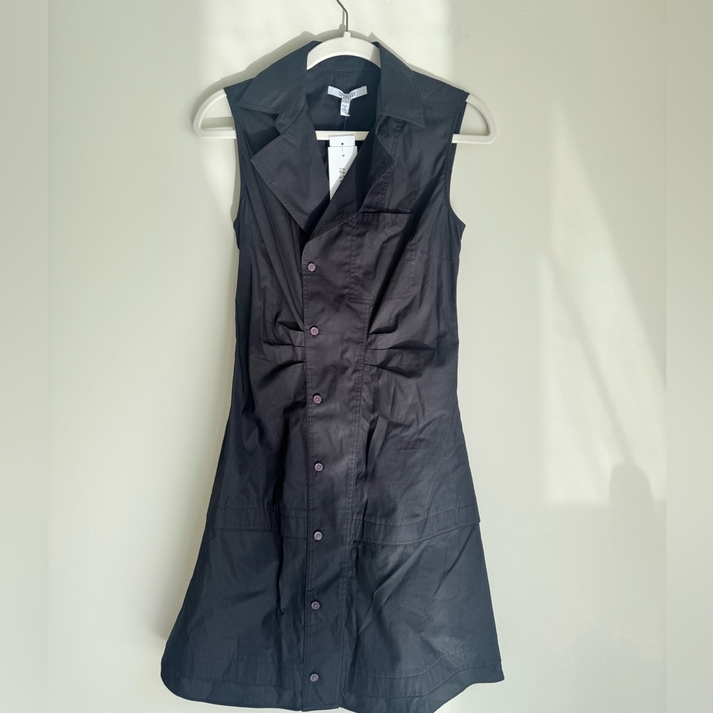 Derek Lam 10 Crosby Black Cotton Sleeveless Shirt Dress NWT Size 2